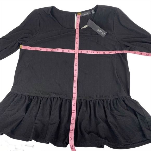 NEW Apt 9 black blouse w pattern & drop waist LP - Picture 3 of 7